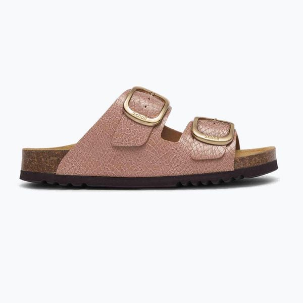 Klapki damskie Scholl Noelle Syntetic Reptile. Czerwone klapki damskie Scholl, bez wzorów, z materiału, bez obcasa. Za 279.99 zł.
