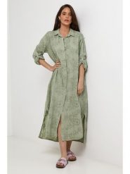 Lin Passion Lniana sukienka w kolorze zielonym rozmiar: 40/42. Zielone sukienki damskie Lin Passion, bez wzorów, ze lnu, klasyczne, bez kołnierzyka, bez ramiączek, maxi. Za 173.99 zł.