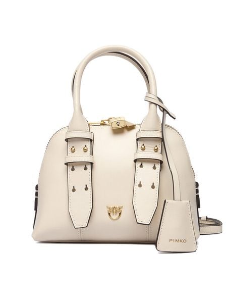 PINKO Torebka Bowling Bag Zip Mini AI 25-26 PLTT 105333 A0QO Écru. Torebki klasyczne damskie Pinko, bez wzorów, ze skóry, bez dodatków. Za 1,689.00 zł.