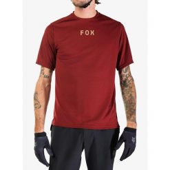 Koszulka rowerowa męska Fox Ranger SS Jersey Wordmark. Brązowe t-shirty sportowe męskie FOX, m, z jersey, bez ramiączek. Za 178.49 zł.