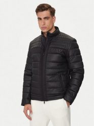 Guess Kurtka przejściowa M4YL16 WFHD0 Czarny Regular Fit. Czarne kurtki męskie Guess, m, z aplikacjami, ze skóry, bez kaptura. Za 899.99 zł.