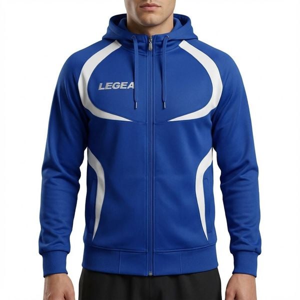 Kurtka rozgrzewkowa Męska Tunezja niebiesko-biała. Białe kurtki treningowe męskie Legea, m, bez wzorów, z poliesteru, do biegania. Za 68.00 zł.
