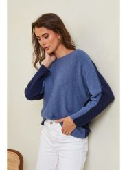 Joséfine Sweter "Dorog" w kolorze niebiesko-granatowym rozmiar: M. Niebieskie swetry klasyczne damskie Joséfine, m, z kaszmiru, bez kołnierzyka. Za 187.99 zł.