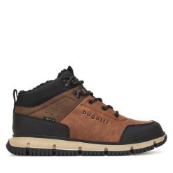 Trapery Bugatti. Brązowe buty zimowe męskie Bugatti, bez zapięcia. Za 419.99 zł.