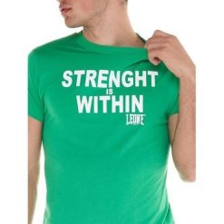 Koszulka sportowa męska Fuo. Zielone t-shirty sportowe męskie LEONE 1947 APPAREL, m, z bawełny, bez ramiączek, na fitness i siłownię. Za 79.99 zł.