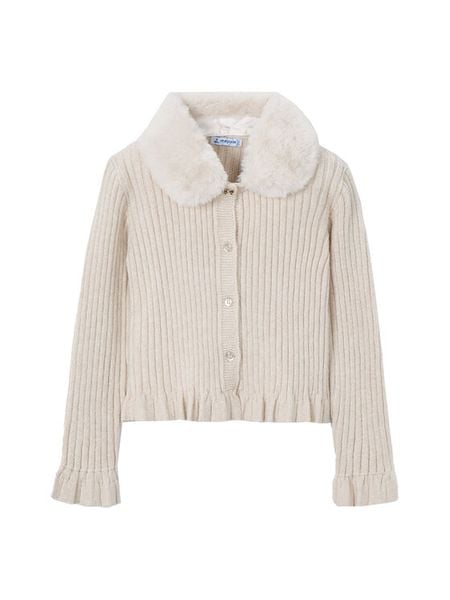 Mayoral Sweter 4311 Écru Regular Fit. Swetry dziewczęce Mayoral, bez wzorów, z syntetyku, bez kołnierzyka. Za 119.99 zł.