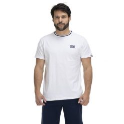 Podstawowy t-shirt męski z okrągłym dekoltem. Białe t-shirty męskie LEONE 1947 APPAREL, l, bez wzorów, z tkaniny, bez kołnierzyka. Za 82.10 zł.
