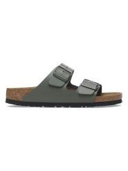 Birkenstock Skórzane klapki "Arizona" w kolorze zielonym rozmiar: 40. Zielone klapki damskie Birkenstock, bez wzorów, bez obcasa. Za 380.34 zł.