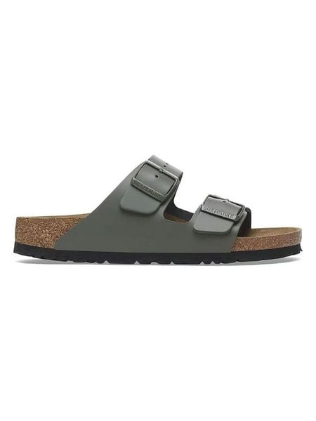Birkenstock Skórzane klapki "Arizona" w kolorze zielonym rozmiar: 41. Zielone klapki damskie Birkenstock, bez wzorów, bez obcasa. Za 380.34 zł.