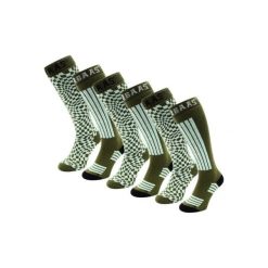 Skarpety narciarskie - unisex - 6 par - oliwkowo-zielone. Zielone skarpetki damskie POEDERBAAS, bez wzorów, z wełny. W wyprzedaży za 329.62 zł.