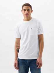 T-SHIRT MĘSKI GAP KOSZULKA BAWEŁNIANA NA CO DZIEŃ 857901-04-XXL. Białe t-shirty męskie GAP, m, bez wzorów, z bawełny, bez kołnierzyka. Za 119.00 zł.