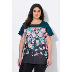 Damskie Bluzka funkcyjna oversize dekolt w karo rękaw 1/2. Czarne bluzki sportowe damskie Ulla Popken, plus size, z elastanu, bez kołnierzyka, bez ramiączek. Za 199.99 zł.