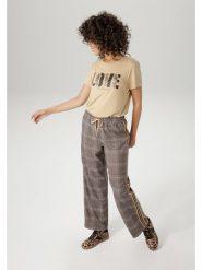 Aniston Spodnie w kolorze ciemnobrązowym rozmiar: 42. Brązowe spodnie materiałowe damskie Aniston, bez wzorów, z materiału, z podwyższonym stanem. Za 83.42 zł.