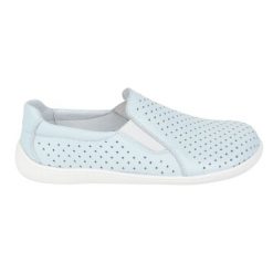 Olivier Barefoot Damskie półbuty skórzane minimalistyczne ażurowe wsuwane 1308POL błękitne niebieskie. Niebieskie półbuty damskie w ażurowe wzory, ze skóry, biznesowe, bez obcasa, na płaskiej podeszwie. Za 453.66 zł.
