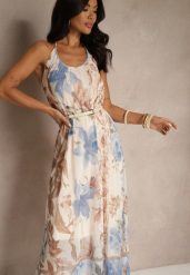 Beżowa Kwiatowa Sukienka Siateczkowa z Wiskozą Izurelia. Brązowe sukienki damskie Renee, na co dzień, m, bez wzorów, z wiskozy, eleganckie, bez kołnierzyka, bez ramiączek, midi, proste. W wyprzedaży za 90.99 zł.