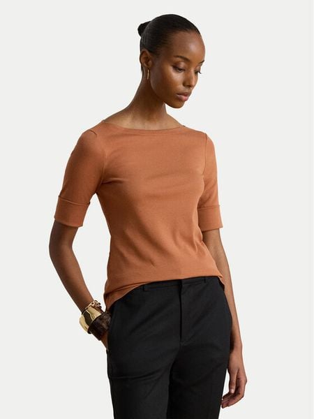 LAUREN RALPH LAUREN Bluzka Judy 200654963505 Pomarańczowy Slim Fit. Brązowe bluzki damskie Lauren Ralph Lauren, m, bez wzorów, z bawełny, bez ramiączek. Za 234.99 zł.