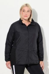 Damskie Kurtka funkcyjna stójka kaptur 2-kierunkowy zamek błyskawiczny. Czarne kurtki damskie Ulla Popken, plus size, bez wzorów, z elastanu, z kapturem. Za 479.99 zł.