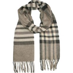 Szalik Beżowy w Kratkę, z Frędzlami, Cashmink Miękki, Męski -V.Fraas. Brązowe szaliki męskie V. Fraas, bez wzorów, z materiału. Za 59.00 zł.