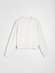 Bluza crewneck basic - kremowy. Białe bluzy bez kaptura damskie Sinsay, l, z dzianiny. Za 45.99 zł.