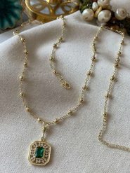 Luseera Pozłacany naszyjnik z zawieszką - dł. 58 cm rozmiar: onesize. Zielone naszyjniki damskie Luseera, pozłacane. Za 43.99 zł.