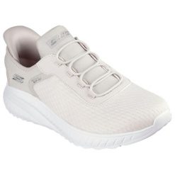 Buty SKECHERS BOBS SQUAD CHAOS - I SLIP-INS Beżowy. Białe trampki i tenisówki damskie Skechers, bez wzorów, z materiału. Za 313.99 zł.
