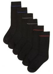 Skarpety (6 par), bawełna organiczna. Czarne skarpetki damskie bonprix, bez wzorów, z bawełny. Za 42.99 zł.