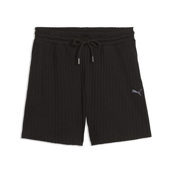 Damskie szorty z wysokim stanem HER 5" PUMA. Czarne spodenki sportowe damskie Puma, s, z bawełny, do biegania. Za 179.00 zł.