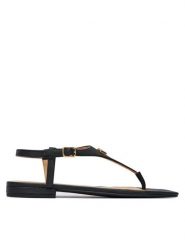 LAUREN RALPH LAUREN Sandały 802982881002 Czarny. Czarne sandały damskie Lauren Ralph Lauren, bez wzorów, ze skóry, bez obcasa, na płaskiej podeszwie. Za 629.99 zł.