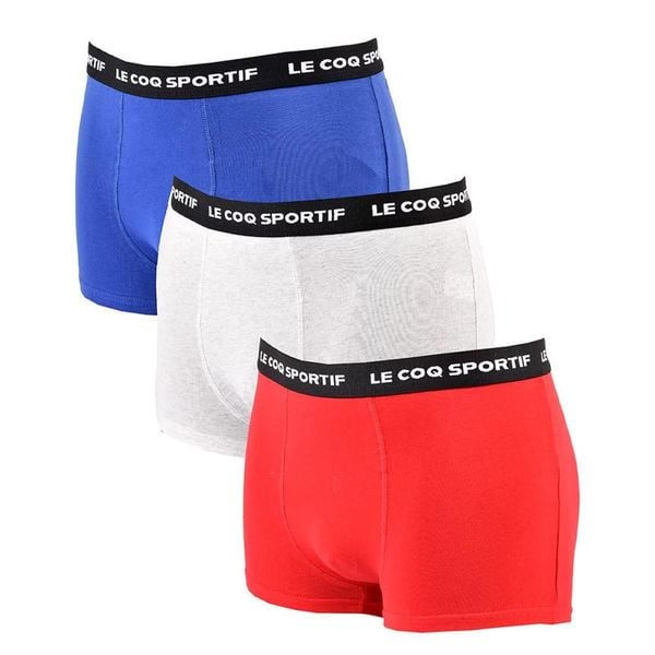 Bokserki majtki męskie Le Coq Sportif 3 Pak. Czerwone bokserki męskie Le Coq Sportif, bez wzorów, z bawełny. Za 45.00 zł.