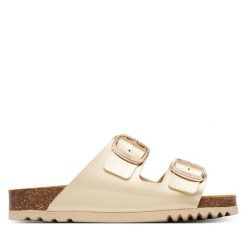 Klapki Scholl. Żółte klapki damskie Scholl, bez wzorów, bez obcasa. Za 316.99 zł.