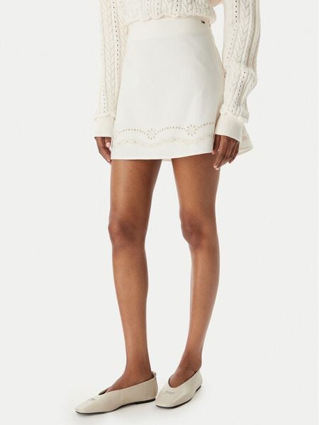 Tommy Jeans Spódnica mini DW0DW22297 Biały Regular Fit. Białe spódniczki damskie Tommy Jeans, xs, bez wzorów, z bawełny, mini. Za 341.99 zł.