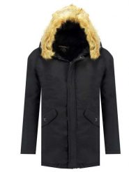 Geographical Norway Parka "Bagway" w kolorze granatowym rozmiar: L. Niebieskie parki męskie Geographical Norway, l, z aplikacjami, ze skóry. Za 223.99 zł.