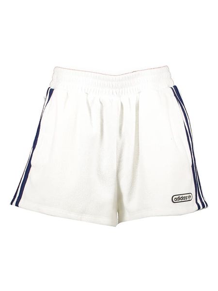 Adidas Szorty "Towel" w kolorze biało-granatowym rozmiar: 32. Białe szorty damskie Adidas, bez wzorów. Za 61.31 zł.