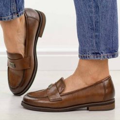 Brązowe skórzane mokasyny damskie Potocki 19465. Brązowe mokasyny damskie POTOCKI, z jeansu. Za 229.00 zł.