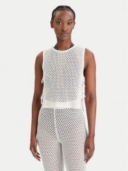 Guess Top E6GR01 Z5632 Biały Regular Fit. Białe topy sportowe damskie Guess, s, z aplikacjami, z wiskozy, bez ramiączek. Za 219.99 zł.