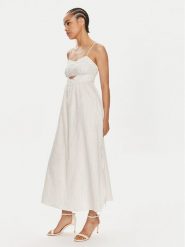 TWINSET Sukienka letnia 241TT2224 Biały Relaxed Fit. Białe sukienki damskie Twinset, na lato, bez wzorów, ze lnu, bez kołnierzyka, bez ramiączek. Za 799.99 zł.