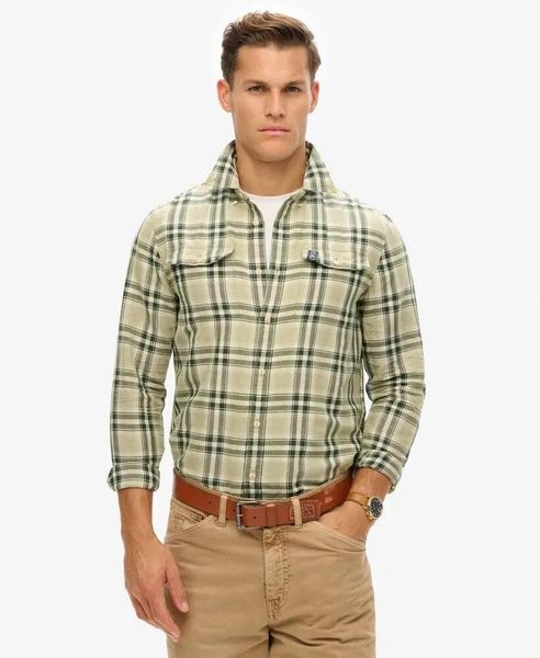 Superdry Koszula Merchant lniana w kratę. Szare koszule męskie Superdry., m, bez wzorów, z bawełny, bez kołnierzyka, bez ramiączek. Za 355.65 zł.