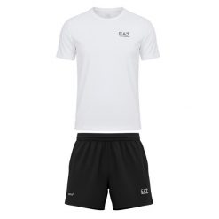 Zestaw koszulka + spodenki EA7 Emporio Armani Ventus7 Travel. Białe szorty męskie EA7, bez wzorów, z elastanu, sportowe. Za 399.99 zł.