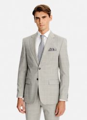 PAKO LORENTE - Wełniana marynarka garniturowa w kratkę. Brązowe marynarki męskie Pako Lorente, bez wzorów, z poliesteru. Za 1,999.99 zł.