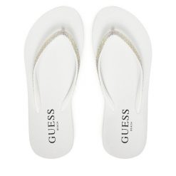 Japonki Guess. Białe klapki damskie Guess, z aplikacjami, bez obcasa. Za 119.99 zł.