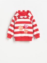 Bluza z kapturem - pastelowy róż. Czerwone bluzy i bluzki niemowlęce Reserved, bez wzorów, z bawełny, bez ramiączek, z kapturem. Za 55.99 zł.