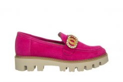 Mokasyny Bayla-159 4806 152-P Fuksja Welur 159122, Skóra naturalna - 40. Czerwone mokasyny damskie Bayla, ze skóry. W wyprzedaży za 179.10 zł.