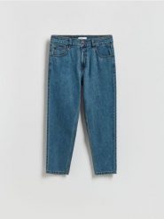 Jeansy carrot z efektem sprania - indigo jeans. Niebieskie jeansy męskie Reserved. Za 159.99 zł.