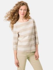 Gerry Weber Koszulka w kolorze beżowo-kremowym rozmiar: 46. Brązowe bluzki damskie Gerry Weber, bez wzorów, bez kołnierzyka, bez ramiączek. Za 136.45 zł.