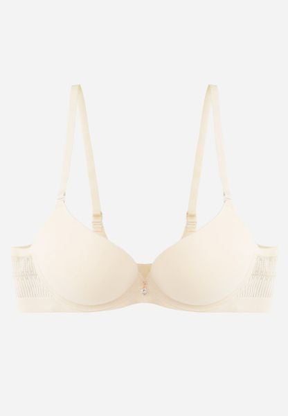 Beżowy Biustonosz Push-Up z Bezszwowym Pasem i Ozdobną Aplikacją z Cyrkonią Fenga. Brązowe biustonosze Born2be, z aplikacjami. Za 49.99 zł.
