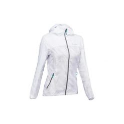 Kurtka turystyczna FH500 Helium Wind damska. Białe kurtki damskie QUECHUA, l, bez wzorów, z materiału, bez kaptura. Za 99.99 zł.