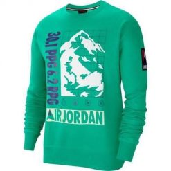 Bluza sportowa męska Nike Jordan Winter Utility. Zielone bluzy bez kaptura męskie Nike, bez wzorów, sportowe, bez kołnierzyka, bez ramiączek. Za 399.99 zł.