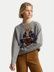 Polo Ralph Lauren Sweter 211B17771002 Szary ciemny Relaxed Fit. Szare swetry klasyczne damskie Polo Ralph Lauren, l, z wełny, bez kołnierzyka. Za 2,899.00 zł.