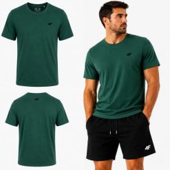 KOSZULKA MĘSKA BAWEŁNIANA 4F T-SHIRT Z KOLEKCJI LIMITOWANEJ M3948 SS26. Zielone t-shirty sportowe męskie 4f, m, z bawełny, bez ramiączek, na fitness i siłownię. Za 54.99 zł.