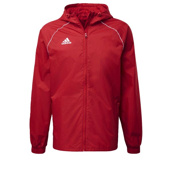 Kurtka treningowa przeciwdeszczowa męska Adidas Core 18. Białe kurtki męskie Adidas, m, bez wzorów, z poliesteru, sportowe, z kapturem. Za 99.00 zł.
